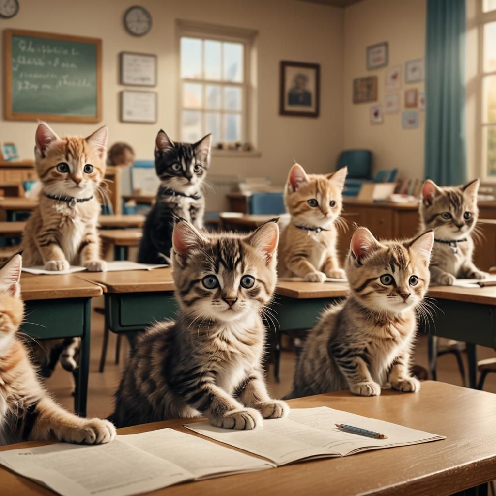 Kittens Attend Classroom Lesson: Digital Matte Painting