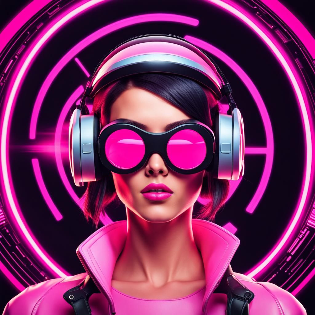 Cyberpunk Brunette with Pink Hair in VR