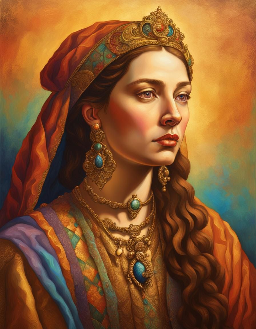 Renaissance Portrait of a Woman in Oil Paint