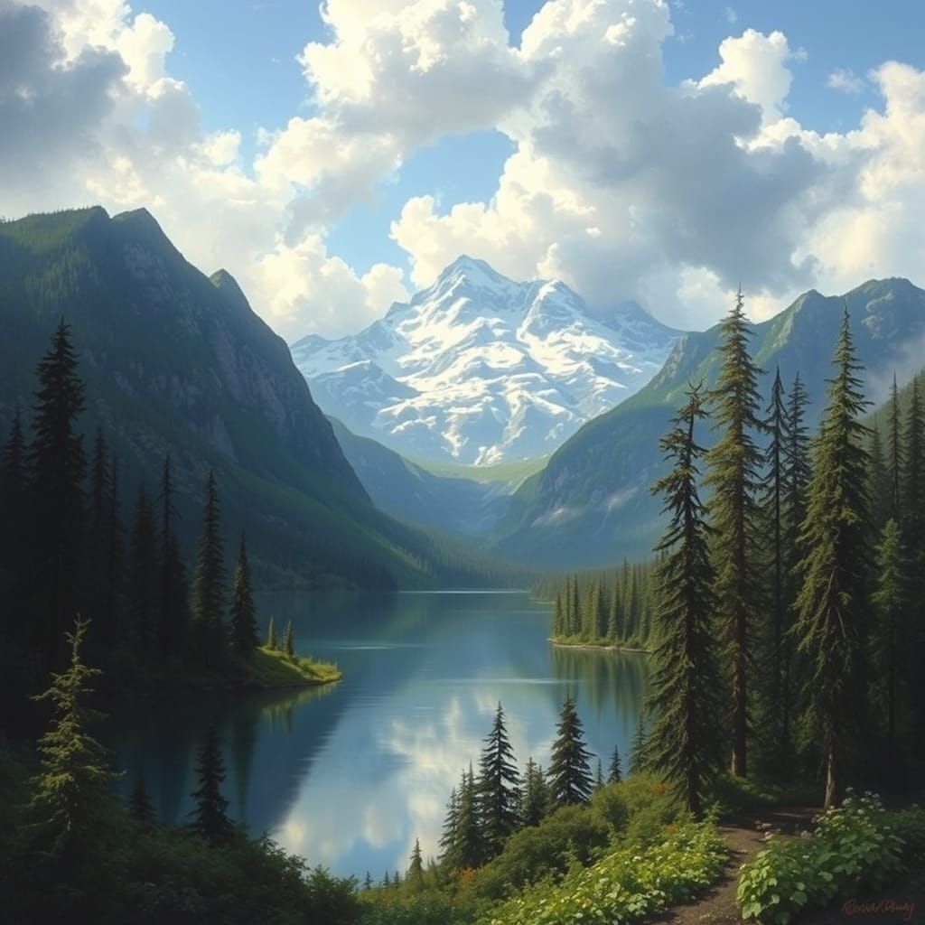 Majestic Mountain Landscape in Romantic Style