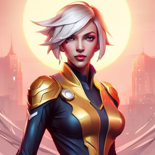 Mercy Overwatch Portrait in Hyperdetailed Digital Art