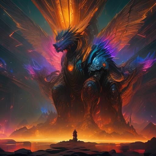 Mecha-Winged Shifter Beast in Cyberpunk Style