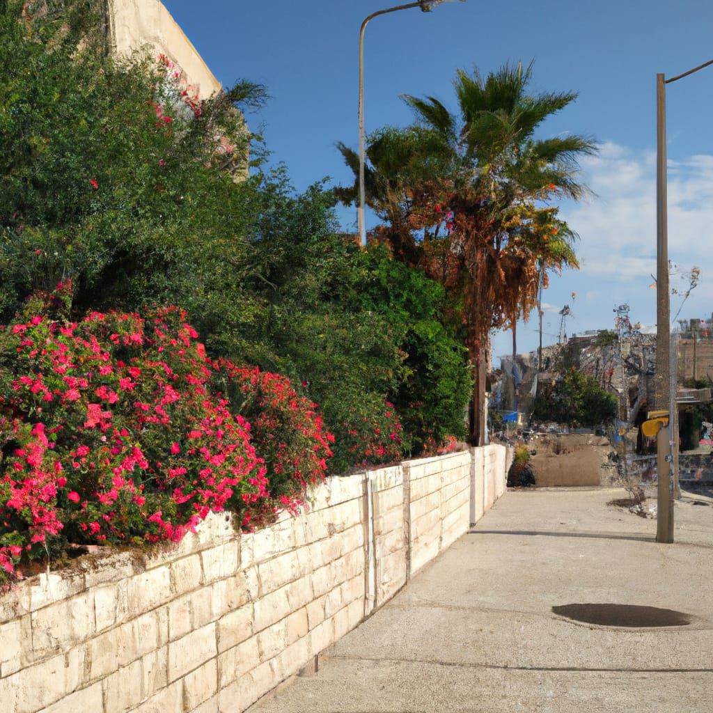 A street photo of a beautiful city in modern Israel with vie...