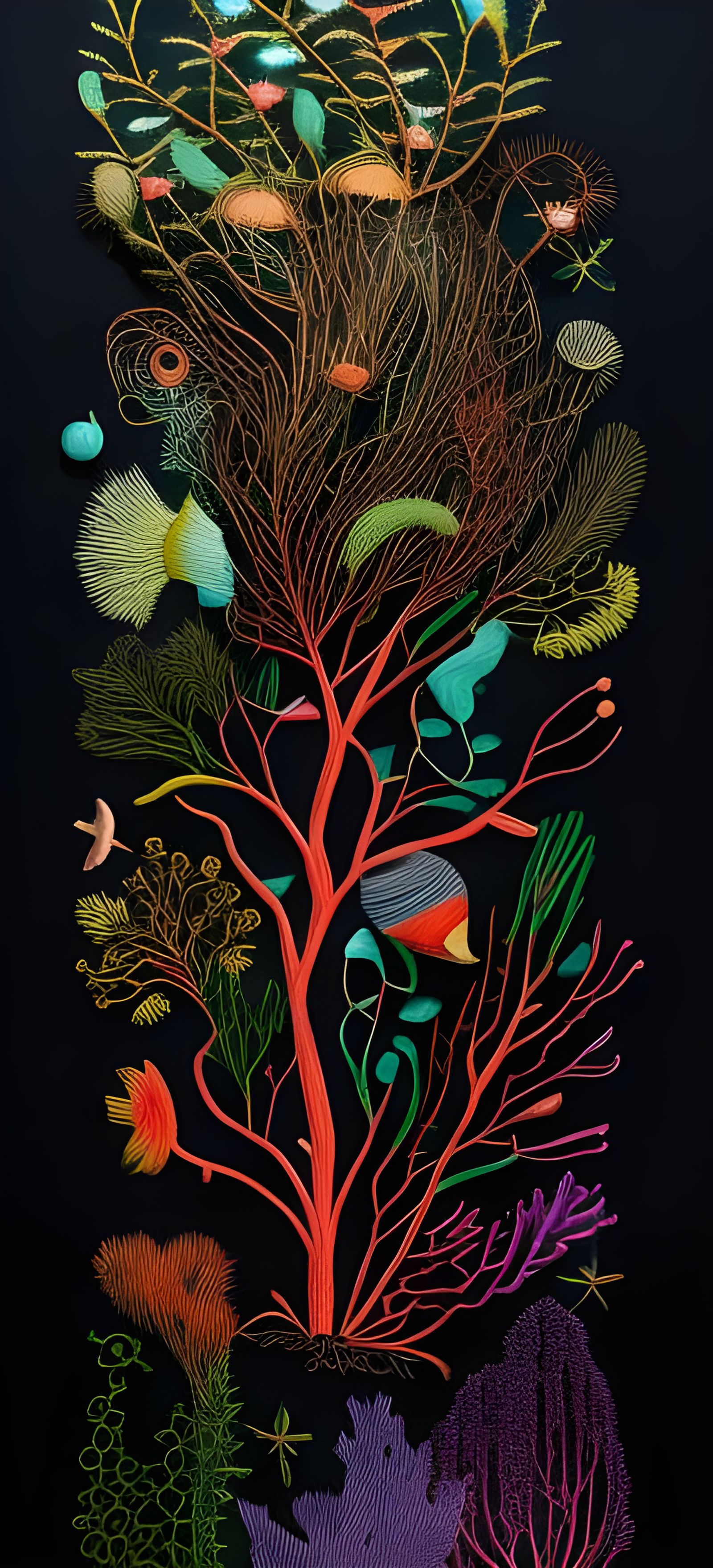 Alien Coral Reef Garden Illustration in Ink and Pen