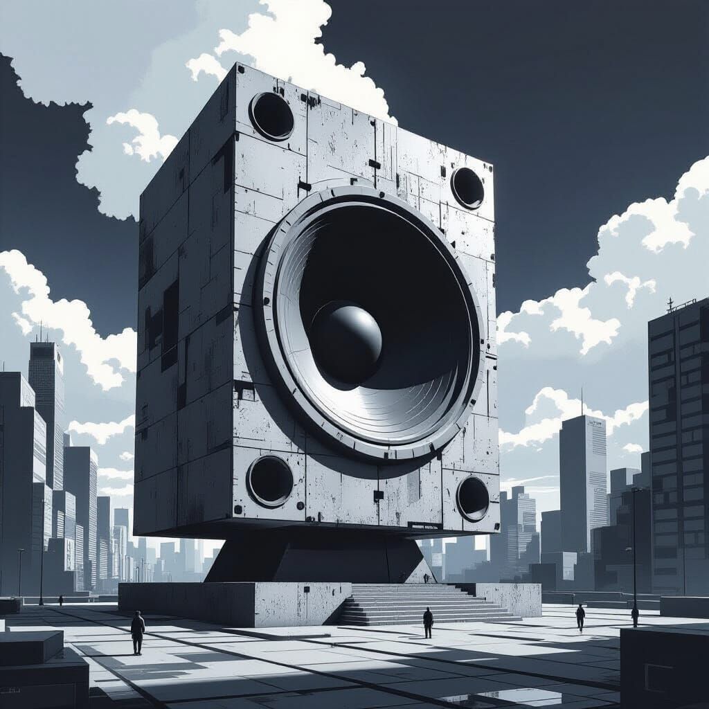 Monolithic Speaker System Emitting Soundwaves in Constructiv...