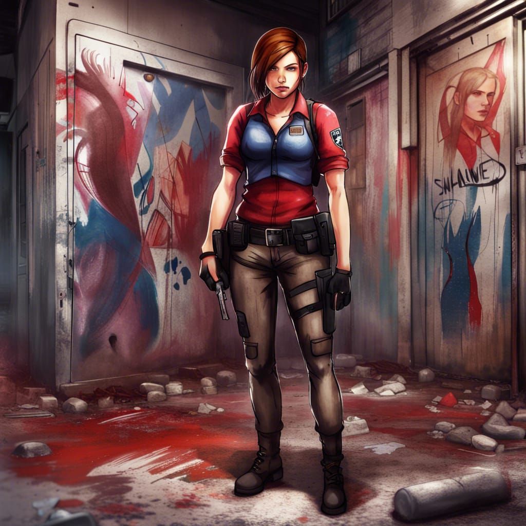 Claire Redfield in Graffiti Street Art Style