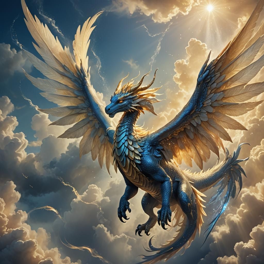 Angel Dragon in Flight: Fantasy Matte Painting