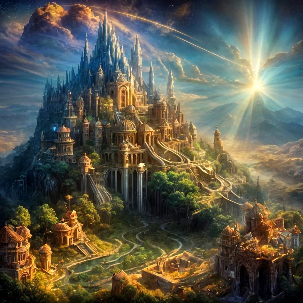 Fantasy Treehouse Village at Sunset