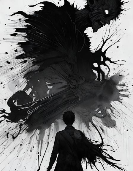 Terrifying Black and White Monster Speedpaint