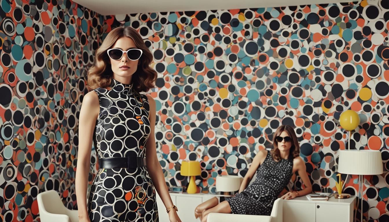 French Model in 1970s Style Interior