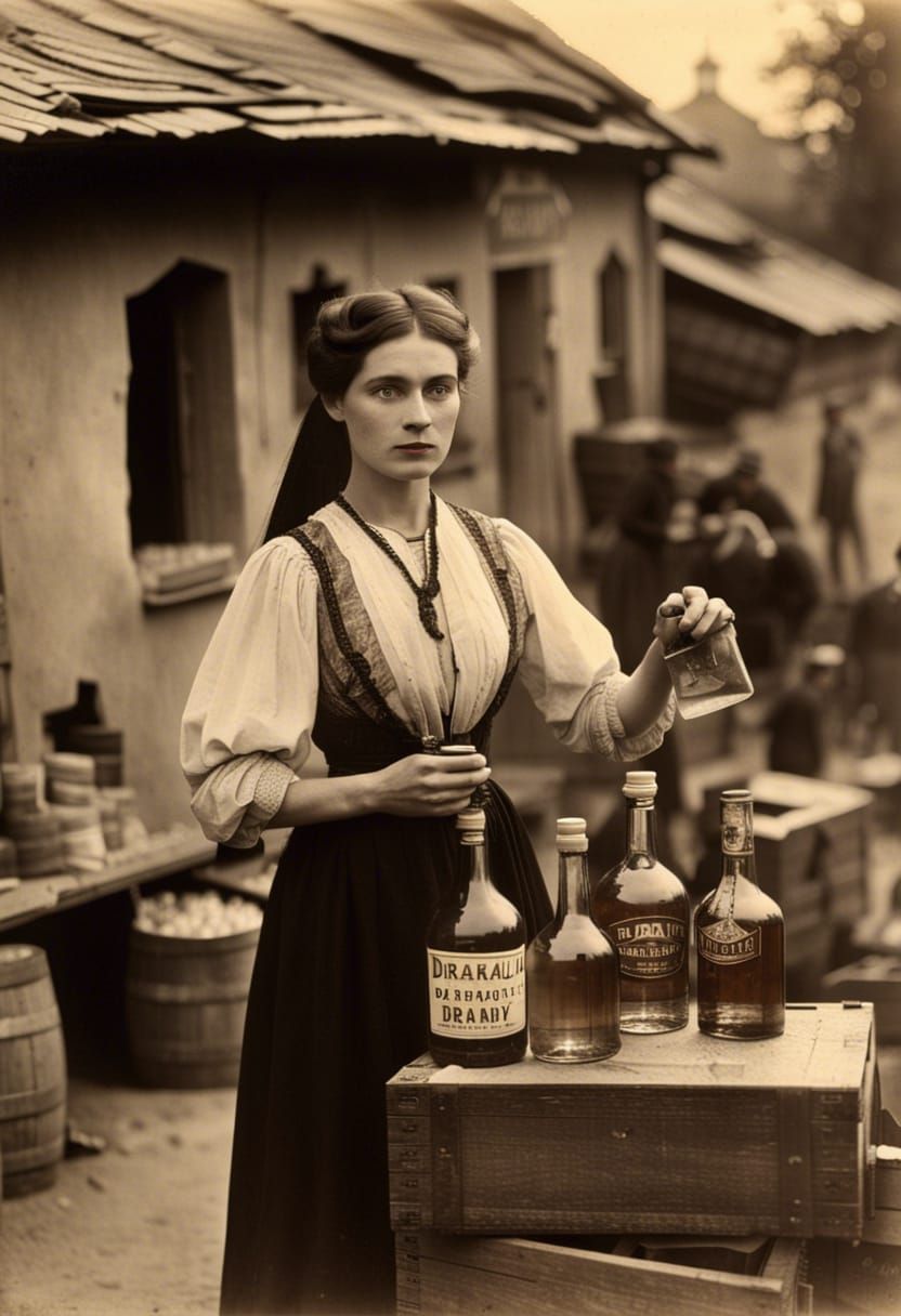 Amy Winehouse Packs Brandy: 1900s Golden Photograph