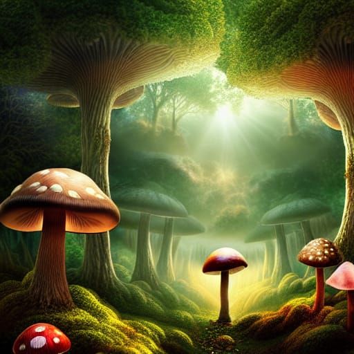 Epic Mushroom Forest in Digital Matte Painting