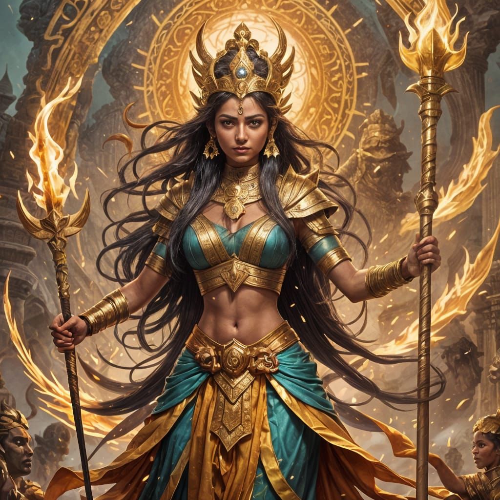 Goddess Sheravali Holding Weapons of Power
