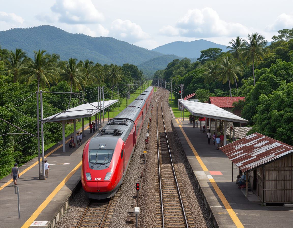 Tropical Train Station in High Definition