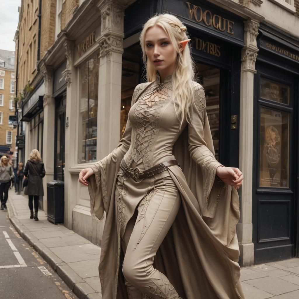 Elvish Rockstar Girl in London Street Photo