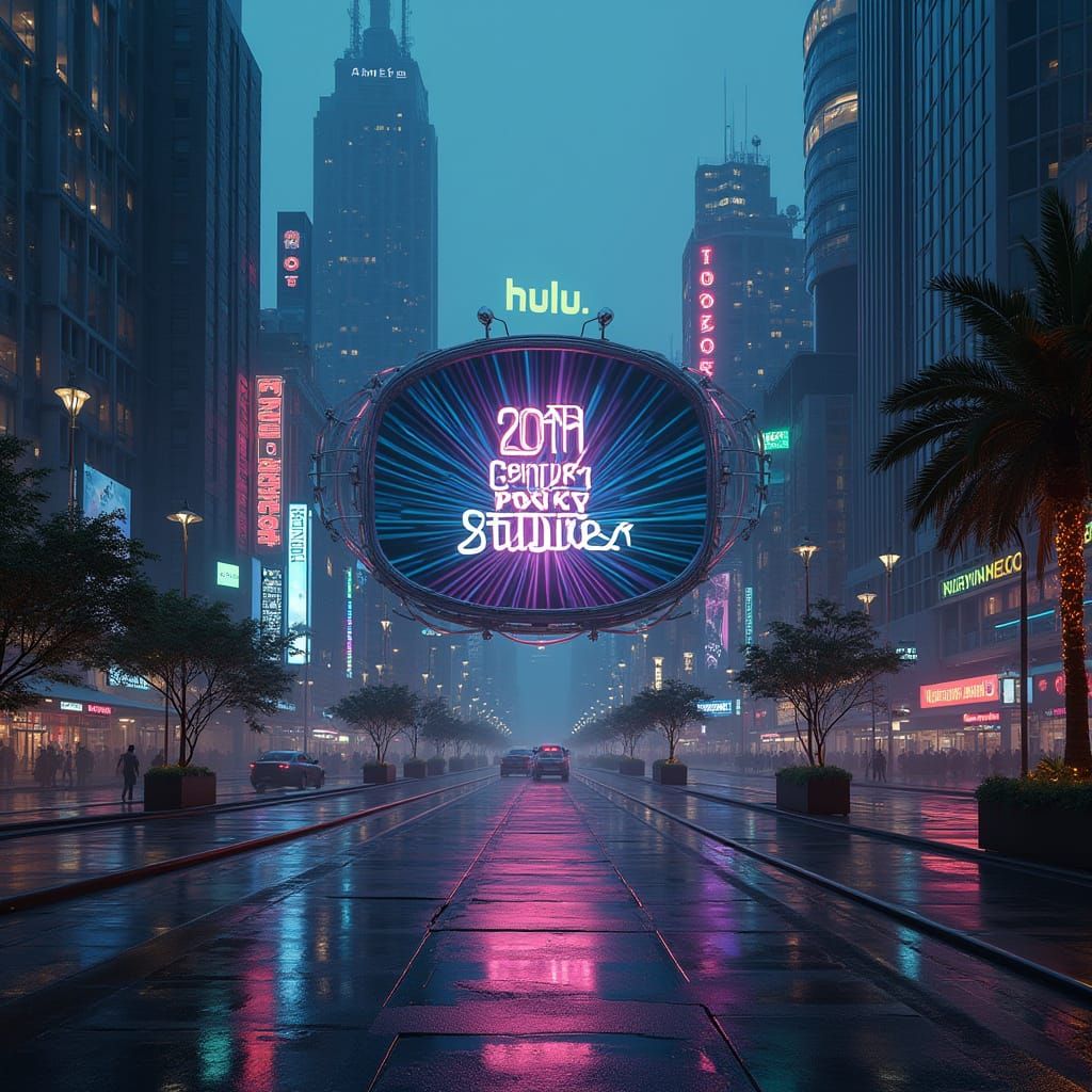 Sleek Retro-Futuristic Metropolis in Neon Glory