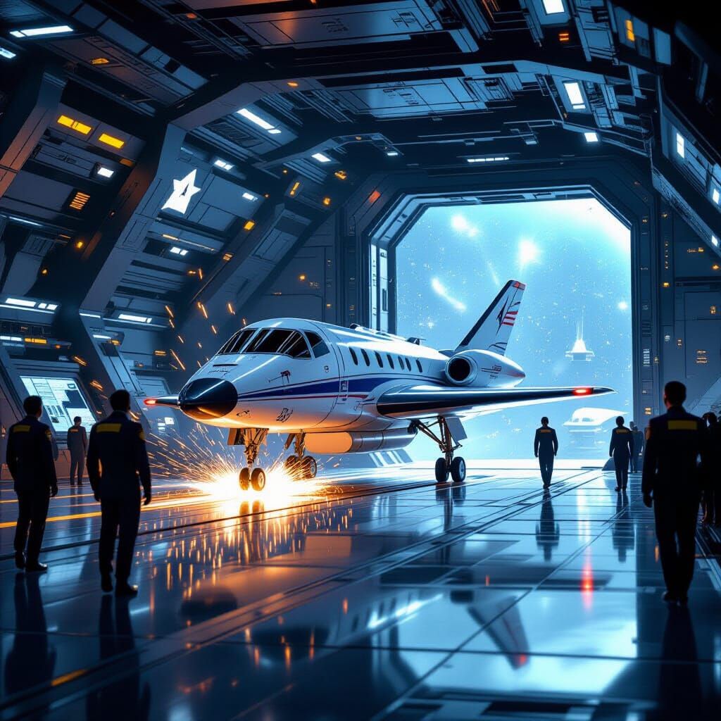 Starfleet Shuttle Emergency Landing in Hangar Bay