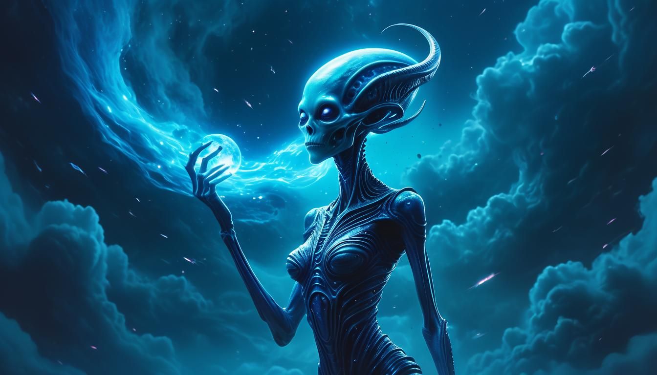 Alien Free Fall: Surreal Mystical Scene