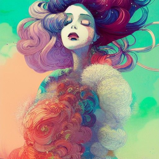 Pastel Model Portrait in Mixed Media Illustration Style