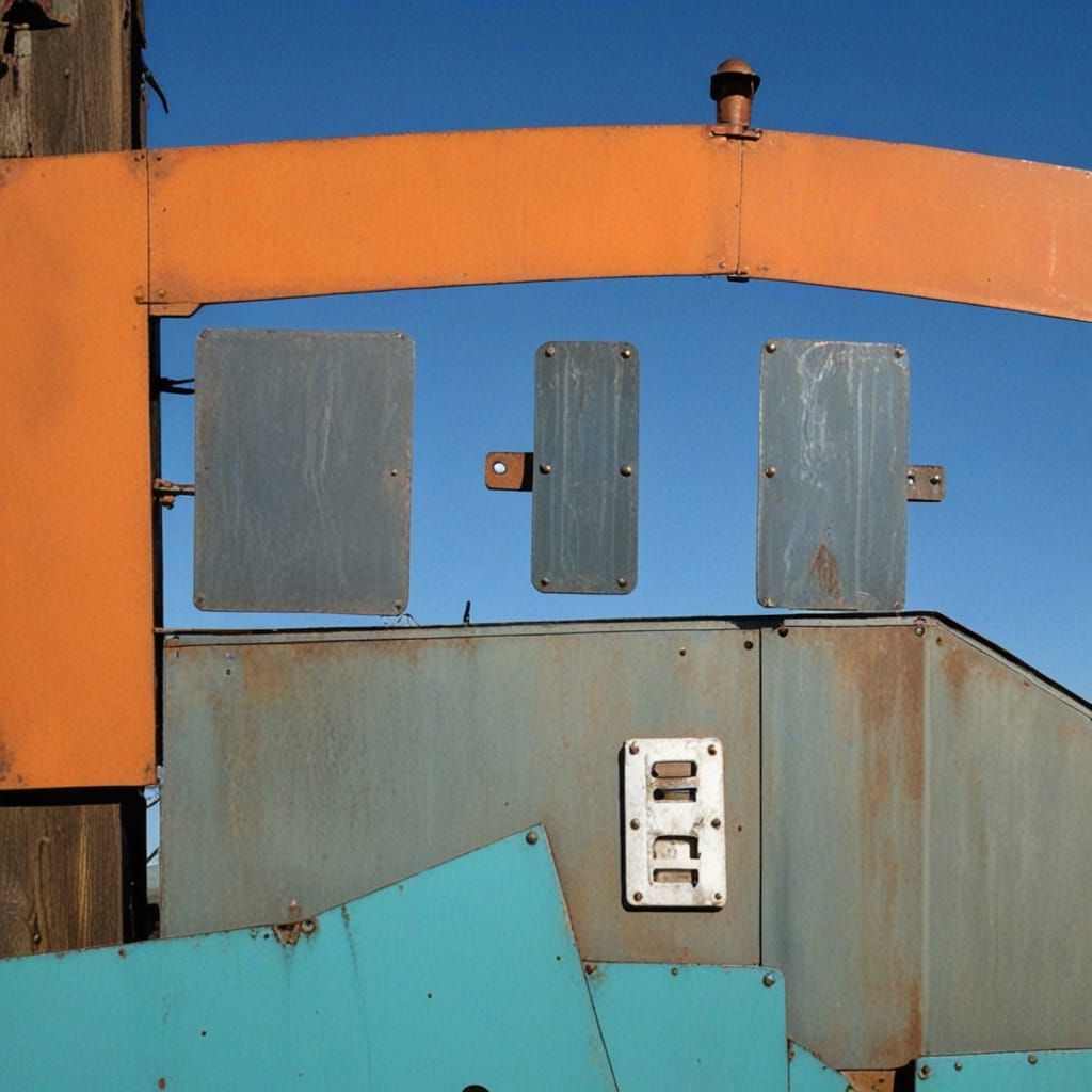 Surreal Art Assemblage in a Blue Sky