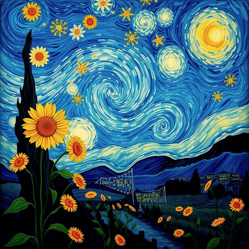 Sunflowers as Impasto Painting