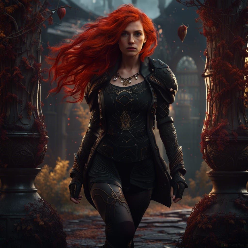 Fantasy Art: Redhead in Black Tights