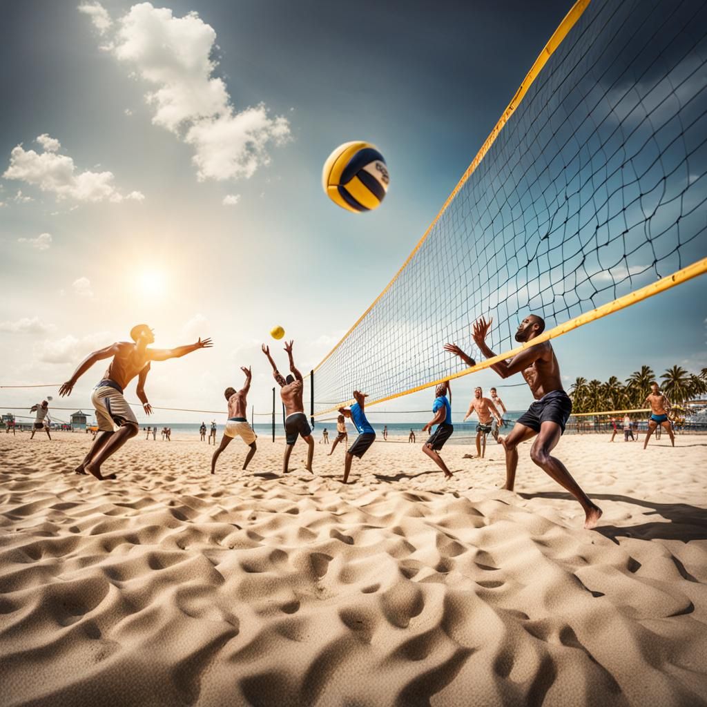 Beach Volleyball Fun in Hyperrealistic Style