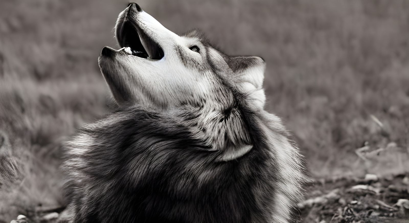 Wolf Howling at the Moonlit Night