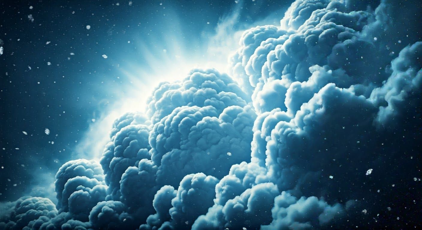 Cinematic Snowstorm Swirling in Dramatic Cloudscape