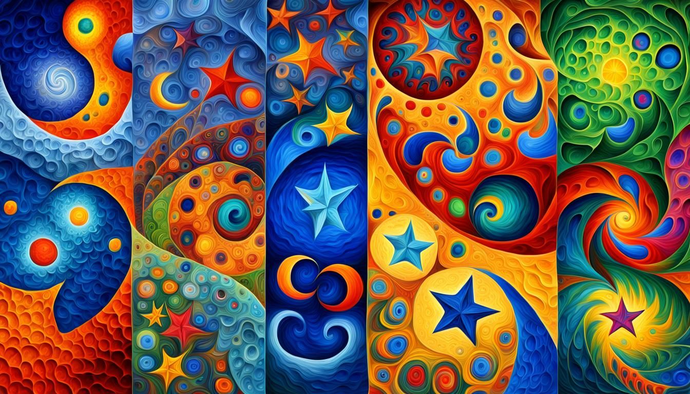 Vivid Stars in Abstract Impasto Oil Painting