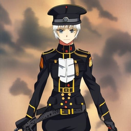 Anime-Style German Officer Illustration