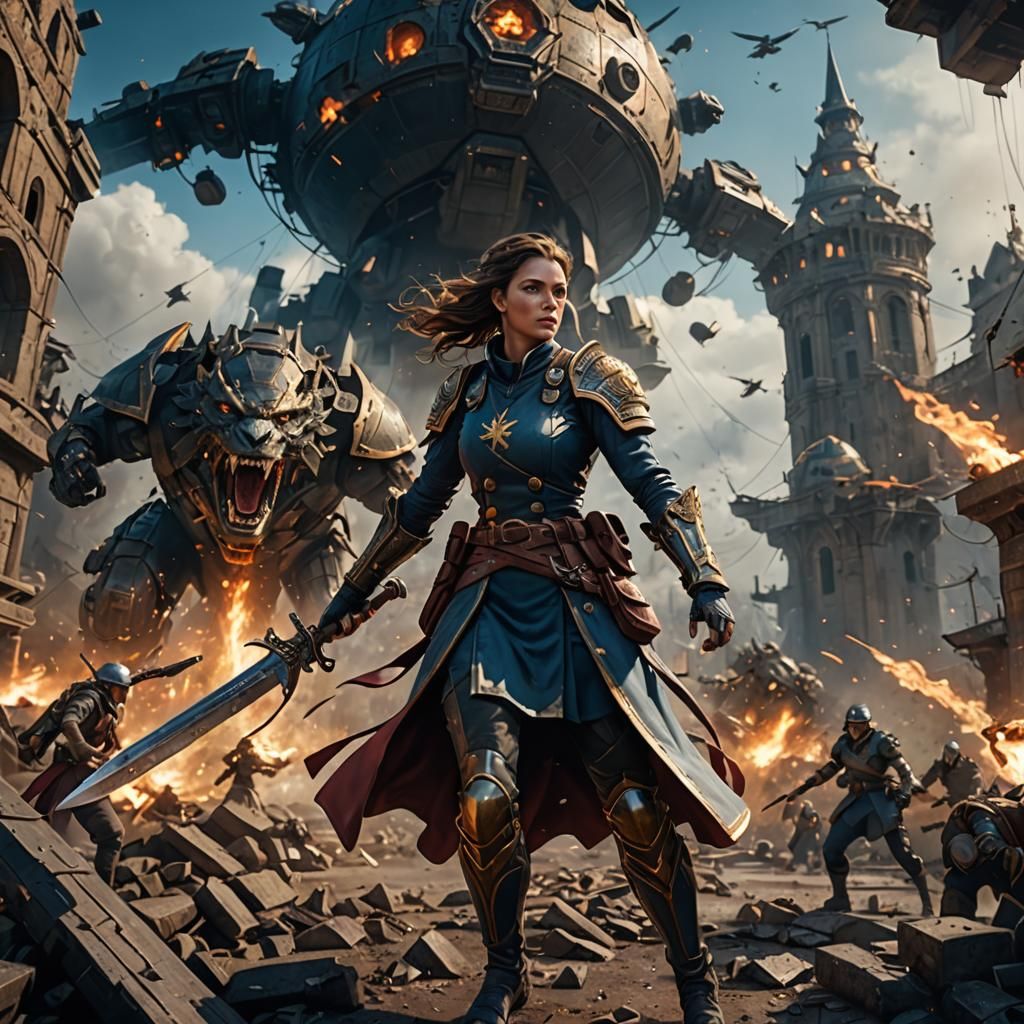 Stewardess in War: Detailed Matte Painting