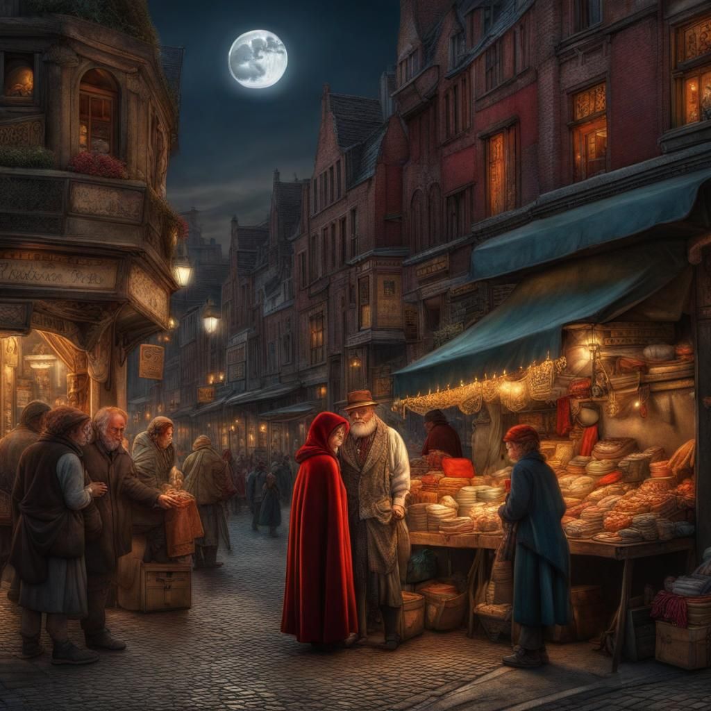 Moonlit City Street Negotiation in Hyperrealistic Style