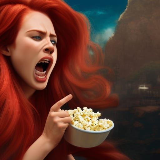 Angry Redhead Yelling in Detailed Matte Painting