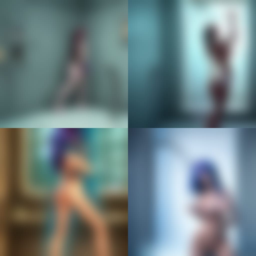 Anime Girl in Shower: Detailed Matte Painting