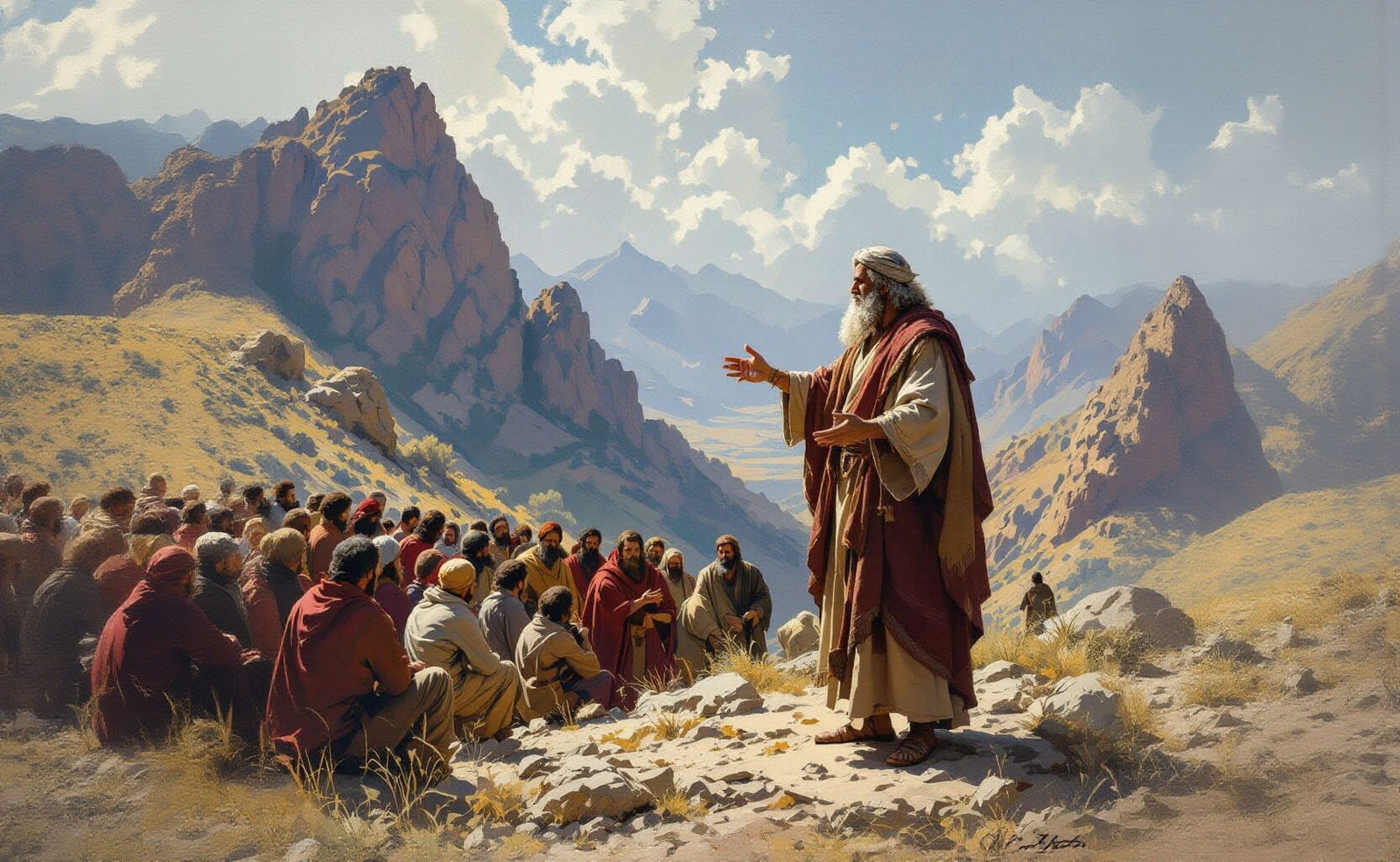 Moses Teaching the People in Ancient Times