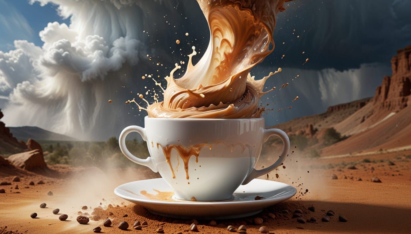 Surreal Coffee Geyser in Expressionist Style
