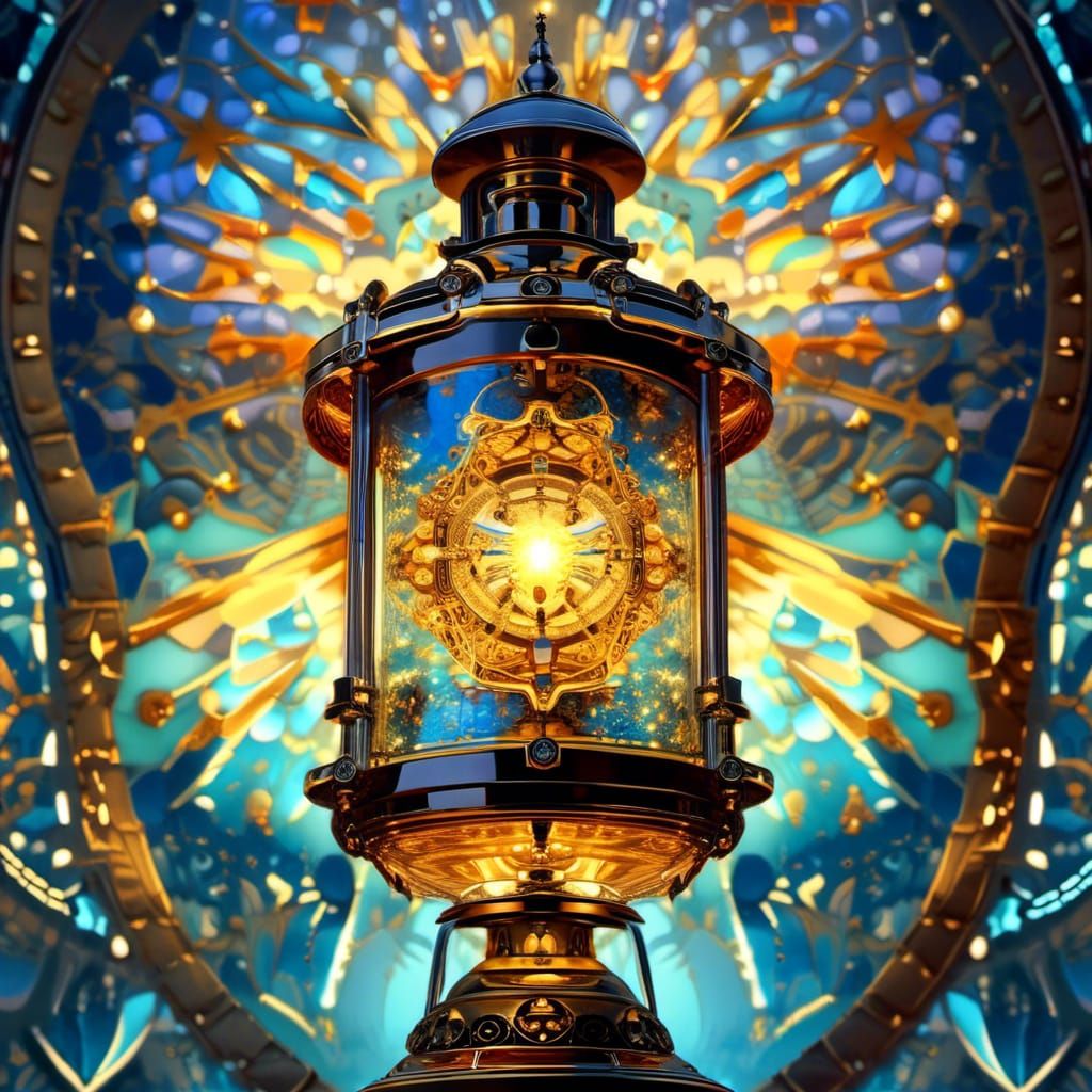 Steampunk Glass Lamp with Astral Patterns