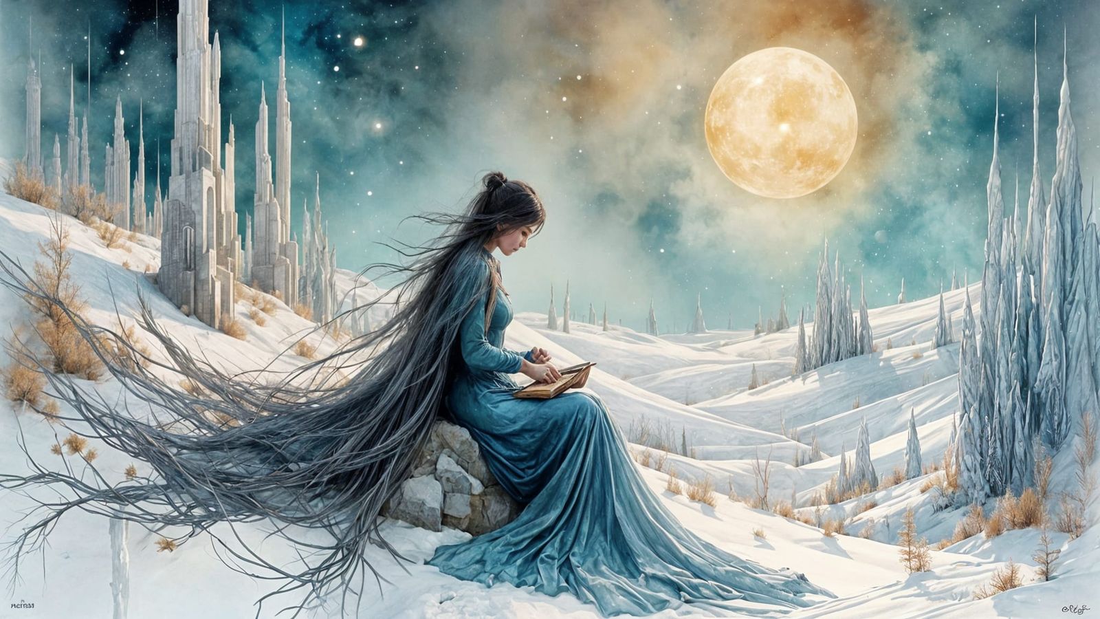 Surreal Ice Symphony in Cubist Style