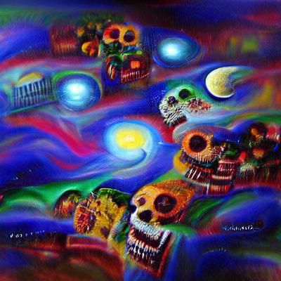 Cosmic Day of the Dead Painting in 8K