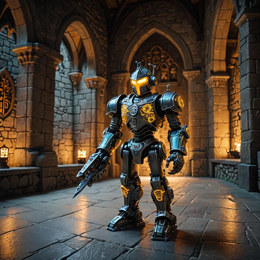 Robotic Knight Toy with Medieval Armor