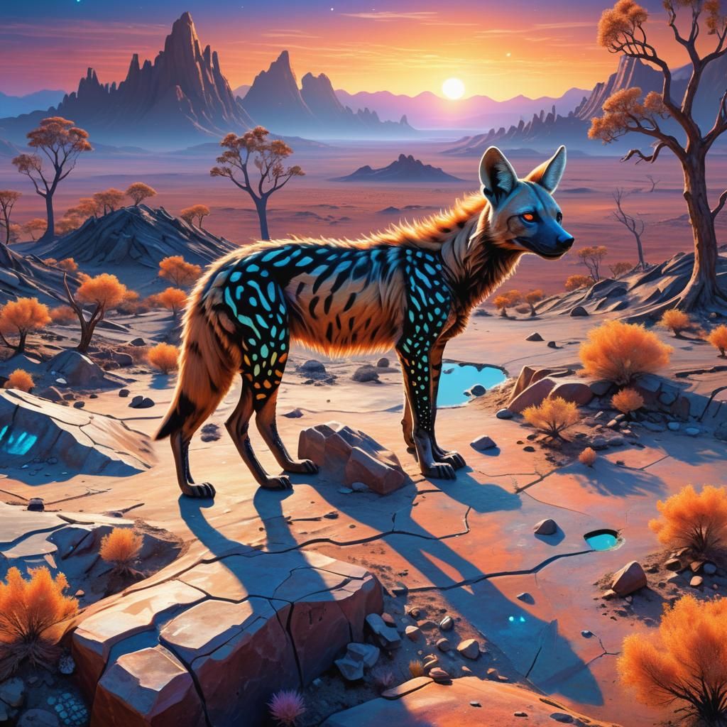 Alien Thylacine Creature on Exoplanet in Digital Art
