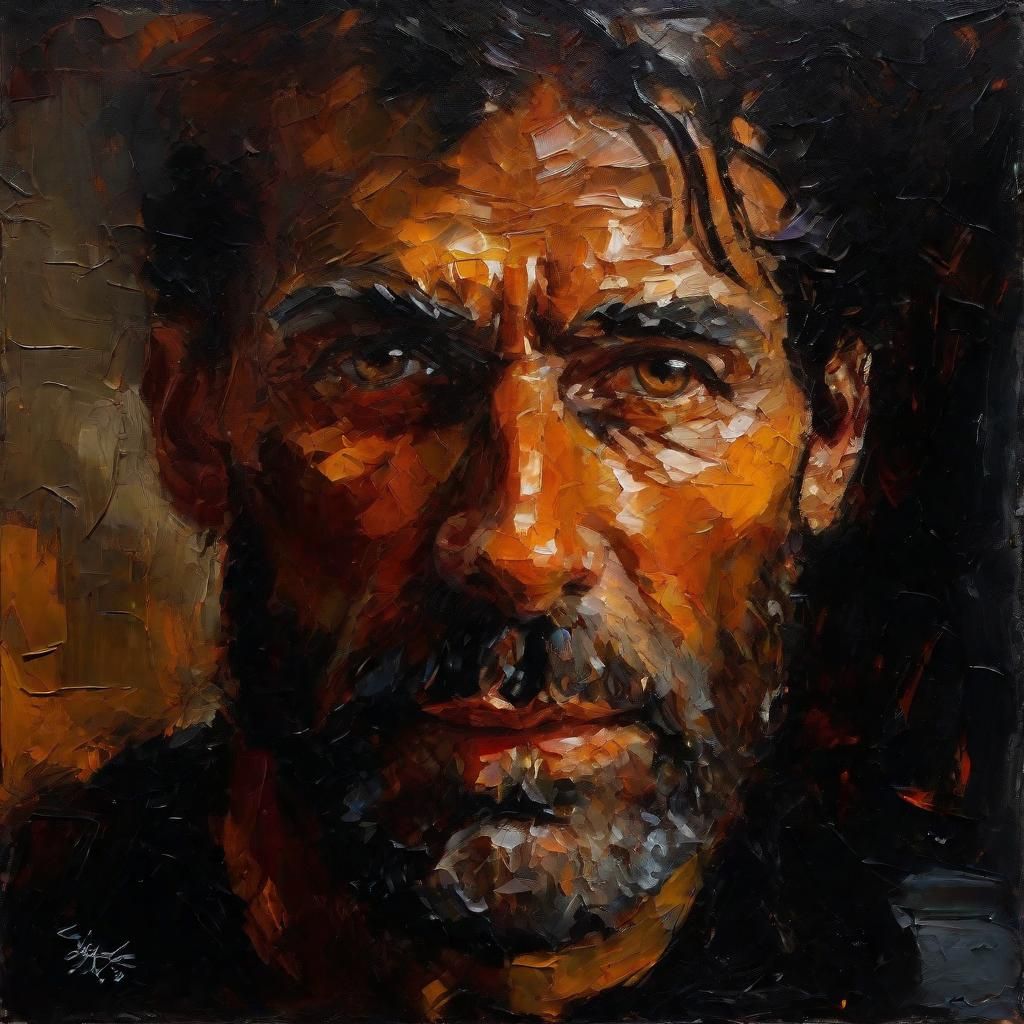 Gritty Impasto Portrait of a Handsome Conjurer