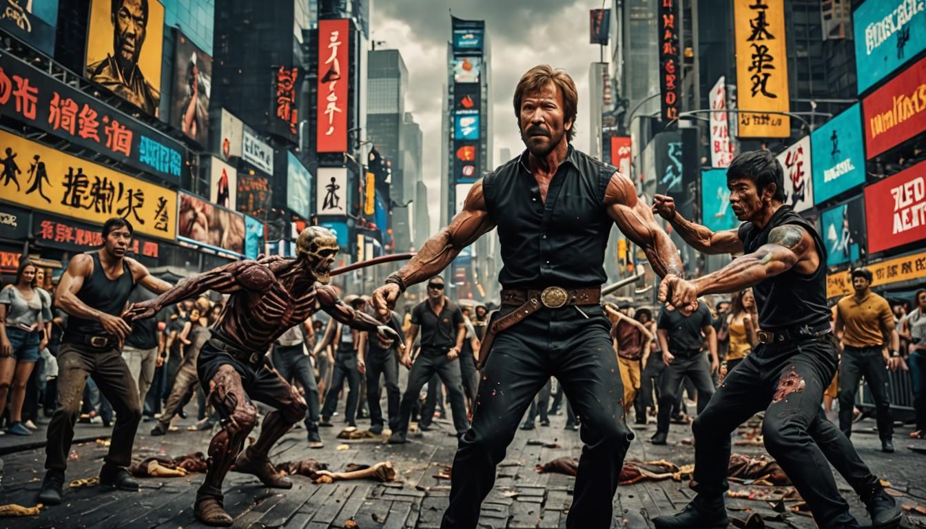 Chuck Norris Gladiator vs Zombie Bruce Lee