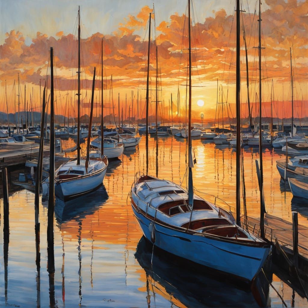Sailboats and sunset