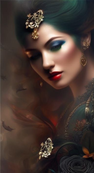 Neo-Victorian Tattoo Portrait of a Red-Haired Beauty