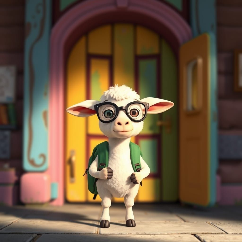 Lamb's First Day of School, Cartoon Style