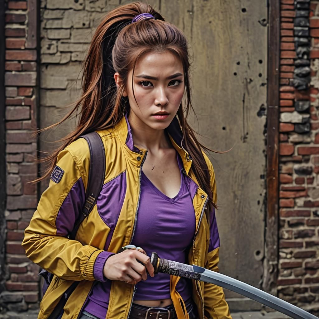 Hyperrealistic Photo of a Girl with Katana