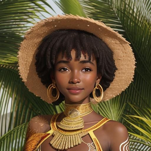 Sensual Bronzed African Woman with White Hair