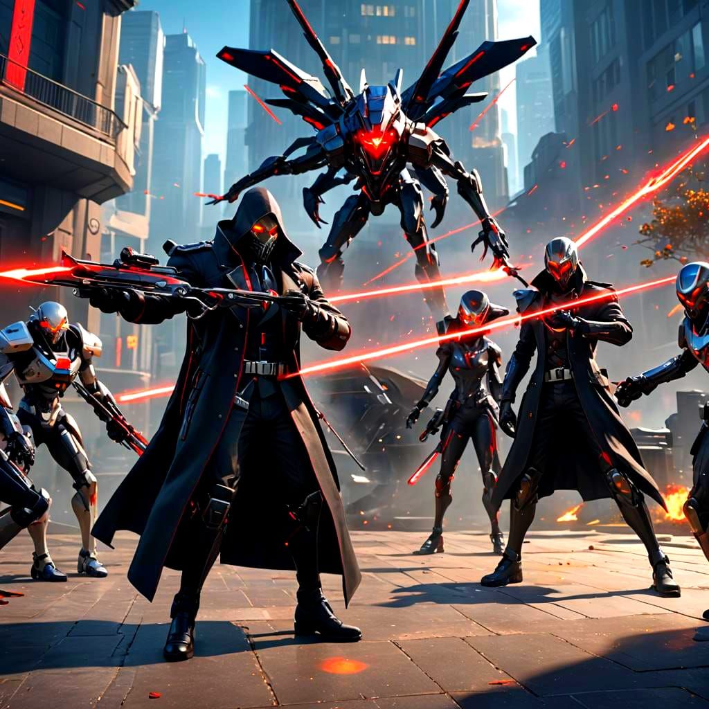 Futuristic Villain with Laser Crossbow in 3D Render